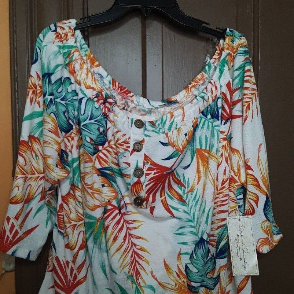 French Laundry Women's L Top Floral Multi Color Blouse Shirt